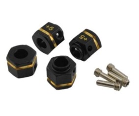 Hobby Details Brass Wheel Hex Adaptor Extensions +5 (12x10mm) 32g - Black (4)(Replaces TRA8269)