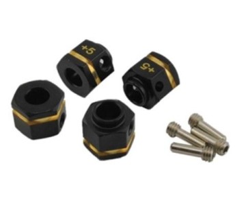 Hobby Details Brass Wheel Hex Adaptor Extensions +5 (12x10mm) 32g - Black (4)(Replaces TRA8269)