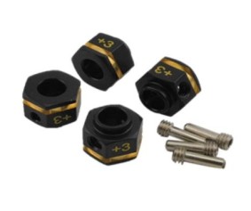 Hobby Details Brass Wheel Hex Adaptor Extensions +3 (12x8mm) 25g - Black (4)(Replaces TRA8269)
