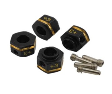 Hobby Details Brass Wheel Hex Adaptor Extensions +3 (12x8mm) 25g - Black (4)(Replaces TRA8269)