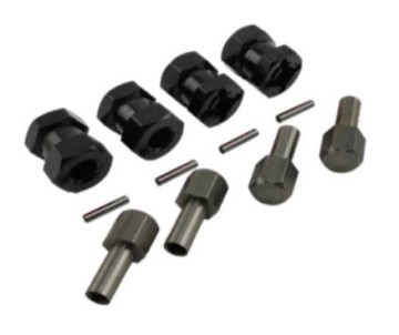Hobby Details Wheel Hex Adaptor Extensions 12x15mm Screw: M8x20mm - Black (4) Fits: D90, AX10, SCX10, F350, Does NOT Fit TRX4.