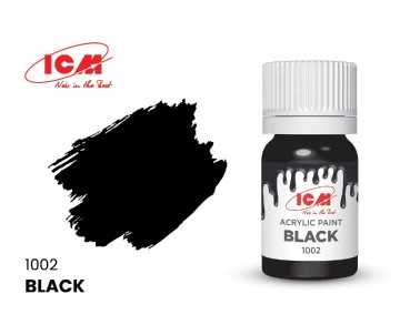 ICM Basic Colours - Black bottle, 12 ml (8 Pack)