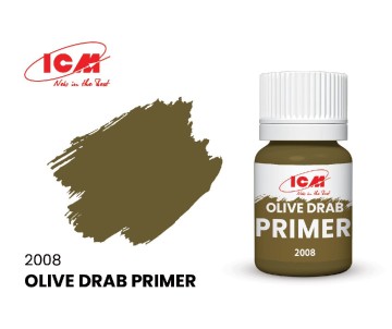 ICM Primers Colours - Primer Olive Drab bottle, 17 ml (8 Pack)