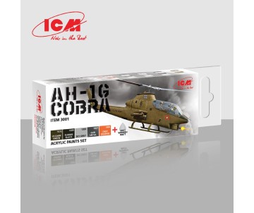 ICM Colour Sets - Cobra AH-1G, acrylic paint set, 6 bottles х 12 ml