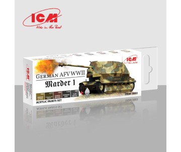 ICM Colour Sets - German AFV WW2 (Marder I), acrylic paint set, 6 bottles х 12 ml
