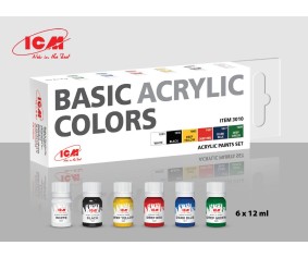 ICM Colour Sets - Basic acrylic colors, acrylic paint set, 6 bottles х 12 ml