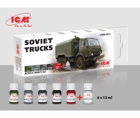 ICM Colour Sets - Soviet trucks, acrylic paint set, 6 bottles х 12 ml