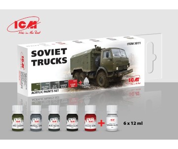 ICM Colour Sets - Soviet trucks, acrylic paint set, 6 bottles х 12 ml