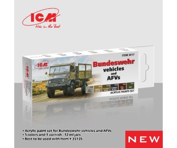 ICM Colour Sets - Bundeswehr vehicles and AFVs, acrylic paint set, 6 bottles х 12 ml