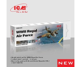 ICM Colour Sets - WWII Royal Air Force, acrylic paint set, 6 bottles х 12 ml
