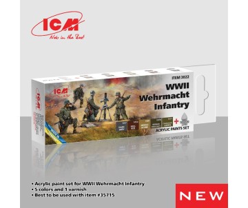 ICM Colour Sets - WWII Wehrmacht Infantry, acrylic paint set, 6 bottles х 12 ml