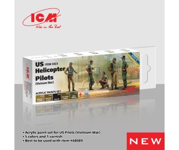 ICM Colour Sets - US Helicopter Pilots (Vietnam War), acrylic paint set, 6 bottles х 12 ml