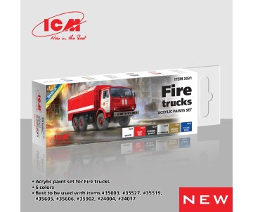 ICM Colour Sets - Fire trucks , acrylic paint set, 6 bottles х 12 ml