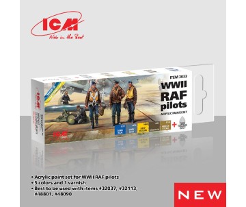 ICM Colour Sets - WWII RAF pilots, acrylic paint set, 6 bottles х 12 ml