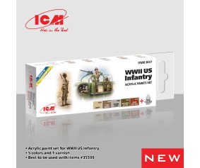 ICM Colour Sets - WWII US Infantry, acrylic paint set, 6 bottles х 12 ml