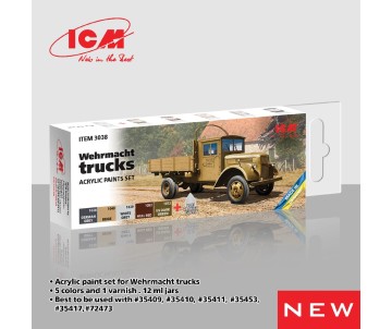 ICM Colour Sets - Wehrmacht trucks, acrylic paint set, 6 bottles х 12 ml