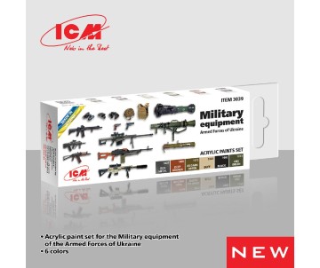 ICM Colour Sets - Military equipment of the Armed Forces of Ukraine, acrylic paint set, 6 bottles х 12 ml
