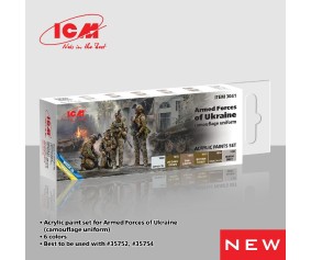 ICM Colour Sets - Armed Forces of Ukraine (camouflage uniform) , acrylic paint set, 6 bottles х 12 ml