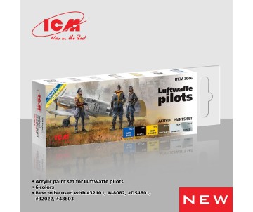 ICM Colour Sets - Luftwaffe pilots, acrylic paint set, 6 bottles х 12 ml