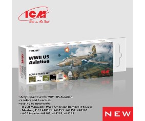 ICM Colour Sets - WWII US Aviation, acrylic paint set, 6 bottles х 12 ml