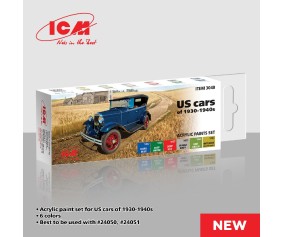 ICM Colour Sets - US cars of 1930-1940s   , acrylic paint set, 6 bottles х 12 ml