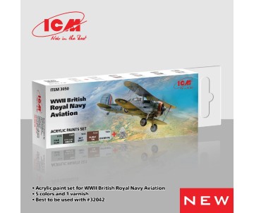 ICM Colour Sets - WWII British Naval Aviation, acrylic paint set, 6 bottles х 12 ml