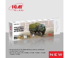 ICM Colour Sets - WWII Military vehicles of Britain, acrylic paint set, 6 bottles х 12 ml