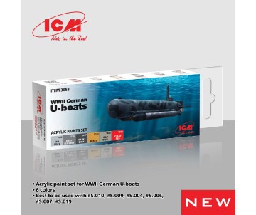 ICM Colour Sets - WWII German U-boats, acrylic paint set, 6 bottles х 12 ml