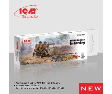 ICM Colour Sets - WWII British infantry, acrylic paint set, 6 bottles х 12 ml