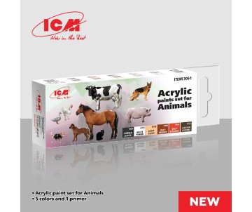 ICM Colour Sets - Animals, acrylic paint set, 6 bottles х 12 ml
