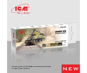 ICM Colour Sets - WWII US Armored vehicles, acrylic paint set, 6 bottles х 12 ml