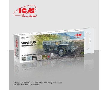 ICM Colour Sets - WWII US Navy and USMC vechicles, acrylic paint set, 6 bottles х 12 ml