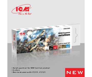 ICM Colour Sets - WWI German aviations , acrylic paint set, 6 bottles х 12 ml
