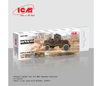 ICM Colour Sets - Acrylic paint set for WWI Armored vehicles , 6 bottles x 12ml