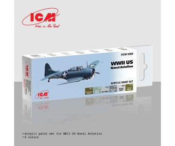 ICM Colour Sets - Acrylic paint set for WWII U.S. Naval Aviation, 6 bottles x 12ml