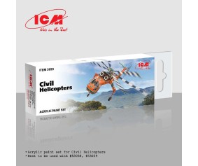 ICM Colour Sets - Acrylic paint set for Civil Helicopters, 6 bottles x 12ml ICM Colour Sets - Acrylic paint set for Civil Helicopters, 6 bottles x 12ml