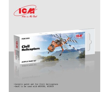 ICM Colour Sets - Acrylic paint set for Civil Helicopters, 6 bottles x 12ml
