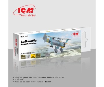 ICM Colour Sets - Acrylic paint set for Luftwaffe Assault Aviation, 6 bottles x 12ml