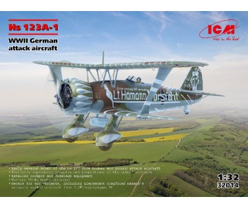 ICM 1/32 Hs 123A-1, WWII German attack aircraft (100% new molds)