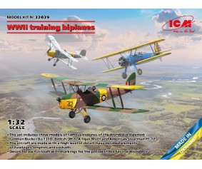 ICM 1/32 WWII training biplanes (Bücker Bü 131D, DH.82A Tiger Moth, Stearman PT-17)