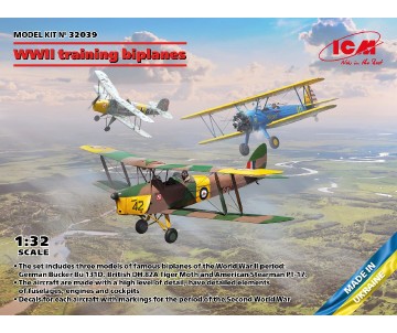 ICM 1/32 WWII training biplanes (Bücker Bü 131D, DH.82A Tiger Moth, Stearman PT-17)