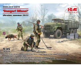 ICM 1/35 Danger! Mines!' Ukraine, summer 2022 (ZiL-131 with driver, AFU sappers, dog and mines)