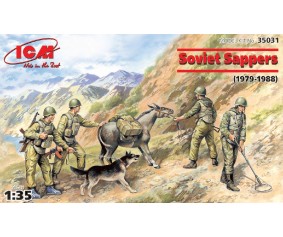 ICM 1/35 Soviet Sappers (1979-1988) (4 figures - 3 soldiers, 1 sapper, donkey figure, dog figure)