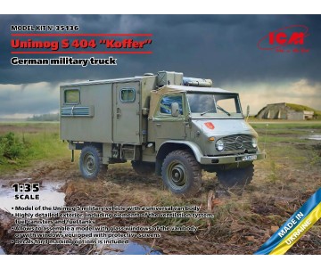 ICM 1/35 Unimog S 404 with box body, German military truck 