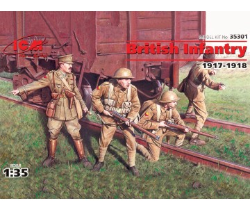 ICM 1/35 British Infantry (1917-1918) (4 figures - 1 officer, 3 soldiers)