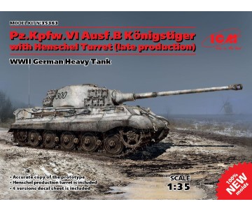 ICM 1/35 Pz.Kpfw.VI Ausf.B King Tiger with Henschel Turret (late production), WWII German Heavy Tank  
