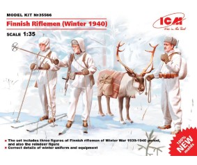 ICM 1/35 Finnish Riflemen (Winter 1940) (4 figures - 3 rifleman, 1 reindeer)  