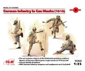 ICM 1/35 German Infantry in Gas Masks (1918) (4 figures)