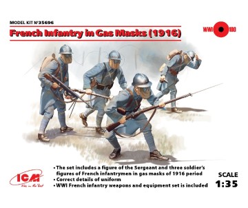 ICM 1/35 French Infantry in Gas Masks (1918) (4 figures)
