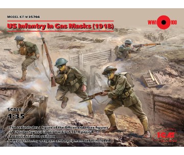 ICM 1/35 US Infantry in Gas Masks (1918) (4 figures)   